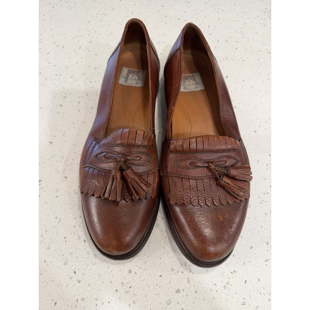 Cable & Co Men's Italian Leather Shoes 12D Tassel Loafer Brown Dress Business